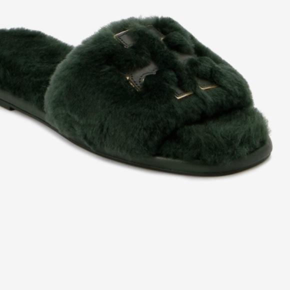 NWT Tory Burch Double T Shearling Slide Slippers - Picture 5 of 11